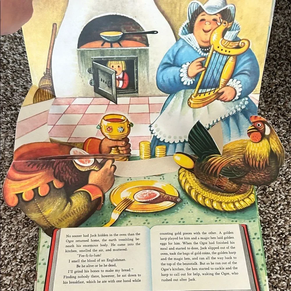Vintage 70s Jack and the Beanstalk Kids Pop-Up Book - Pink & Green